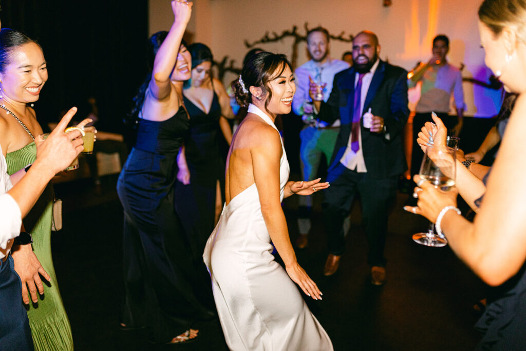 dance party photos during fall wedding day