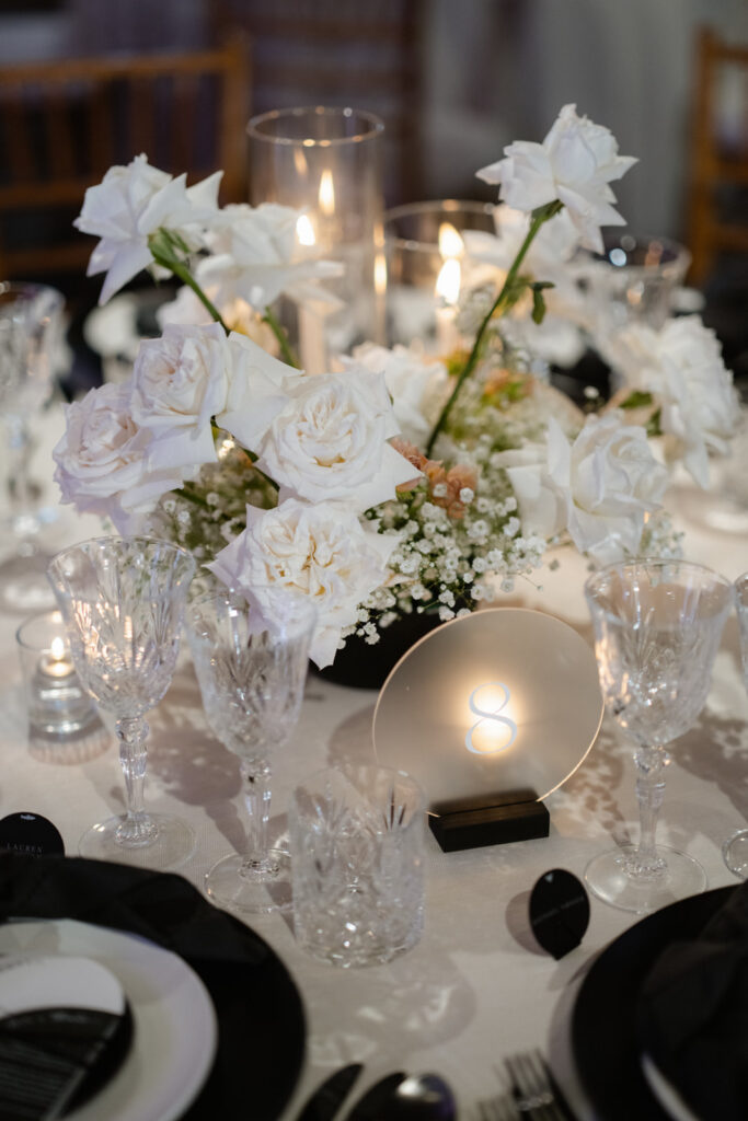 detail photos with floral and candles at reception