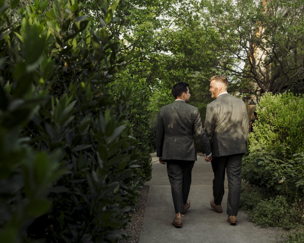 photo of walking with each other during reception 