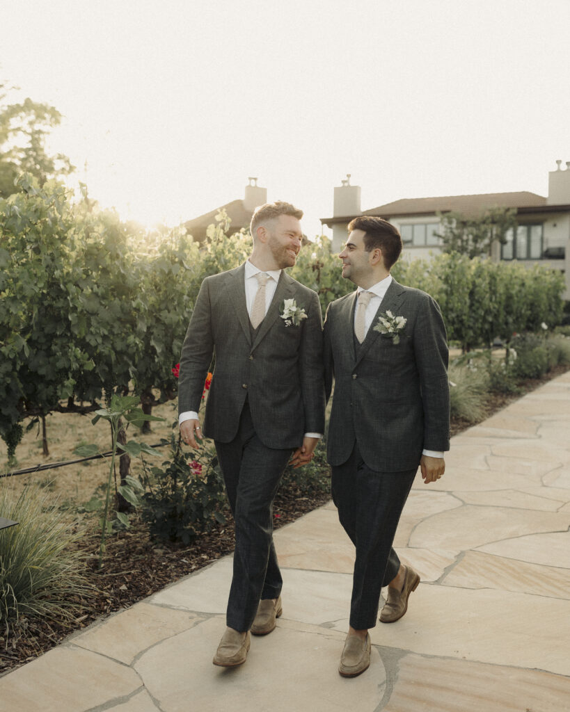 sunset photos during intimate wedding at estate yountville