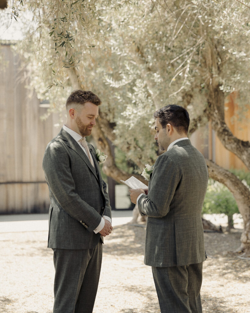 groom ready vows to groom at vow reading at estate yountville