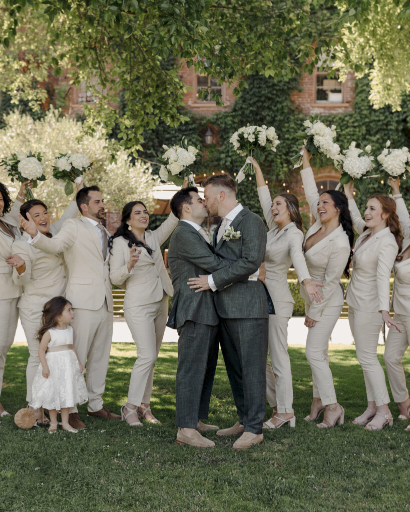 fun wedding party photos during intimate wedding day at estate yountville