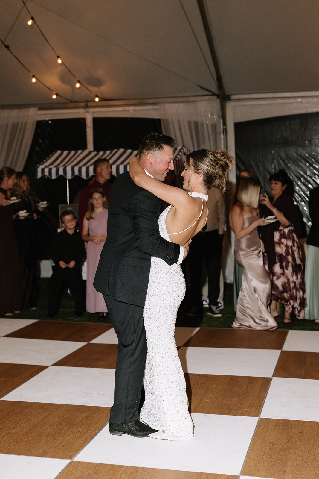 Bride and groom dance at their Montage Healdsburg wedding reception