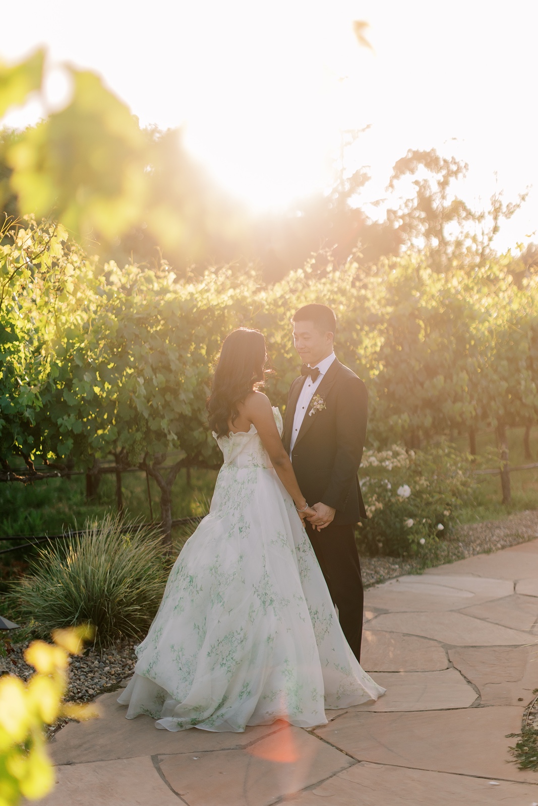 Sunset portraits at the wedding at The Estate Yountville