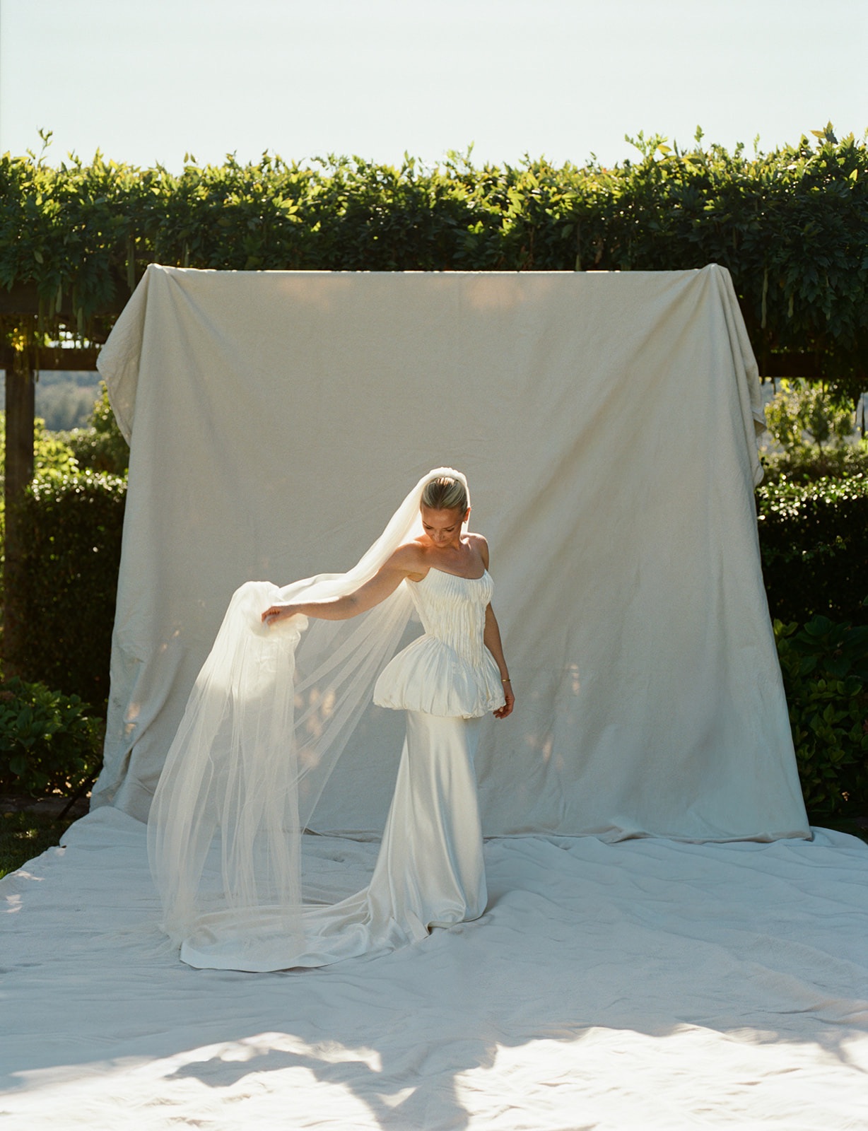 Bride at her modern wedding at Brindare